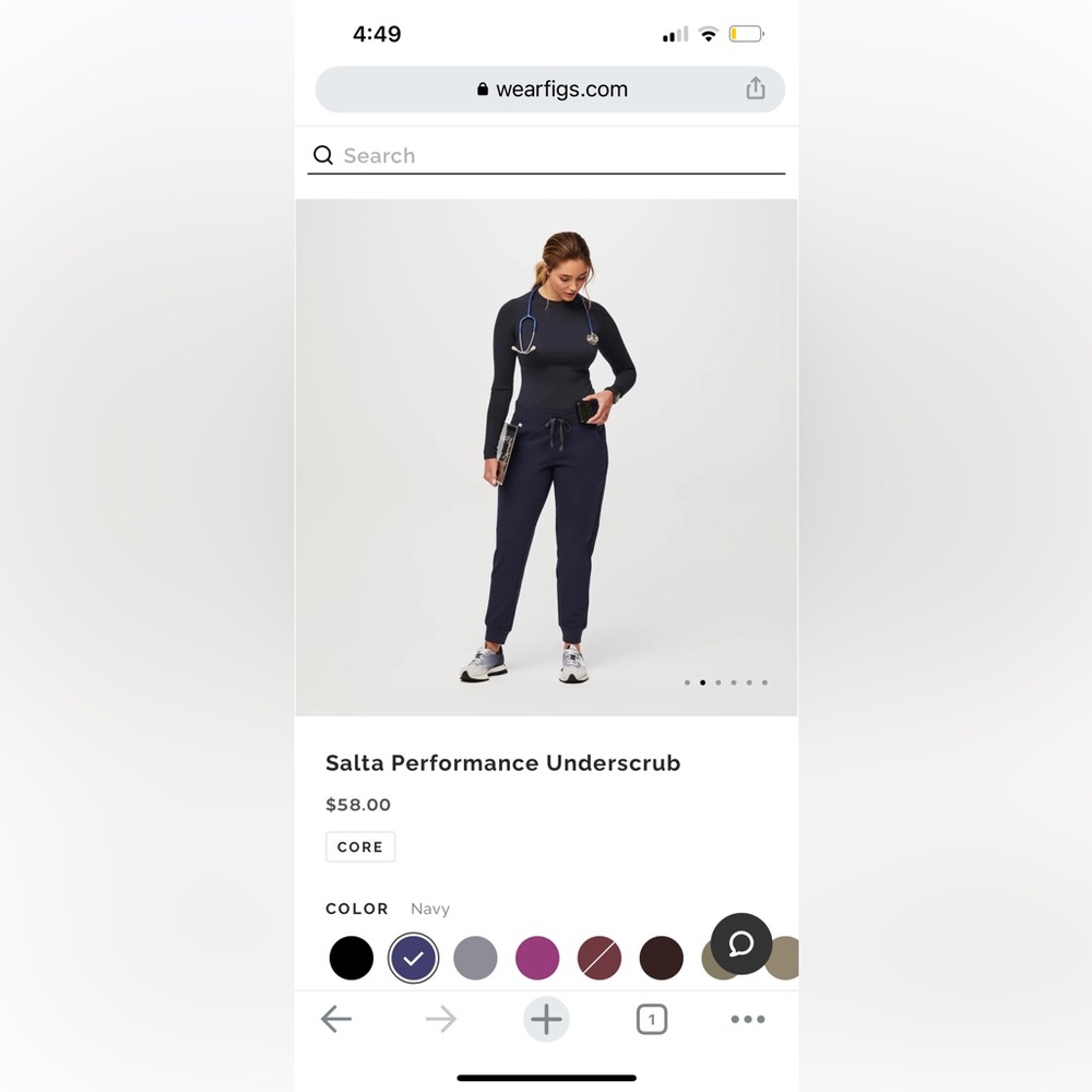 FIGS XS Salta Performance Underscrub Navy
